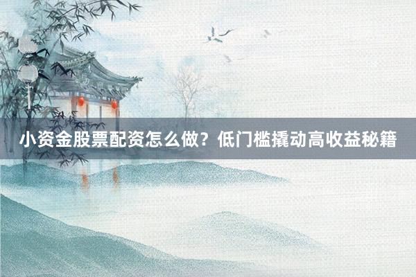 小资金股票配资怎么做？低门槛撬动高收益秘籍