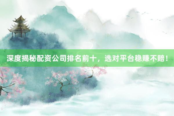 深度揭秘配资公司排名前十，选对平台稳赚不赔！